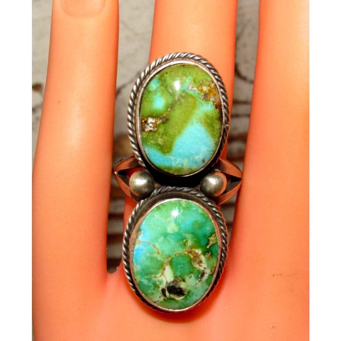 Navajo Sonoran Gold Turquoise Ring Sz 6 Sterling Silver
