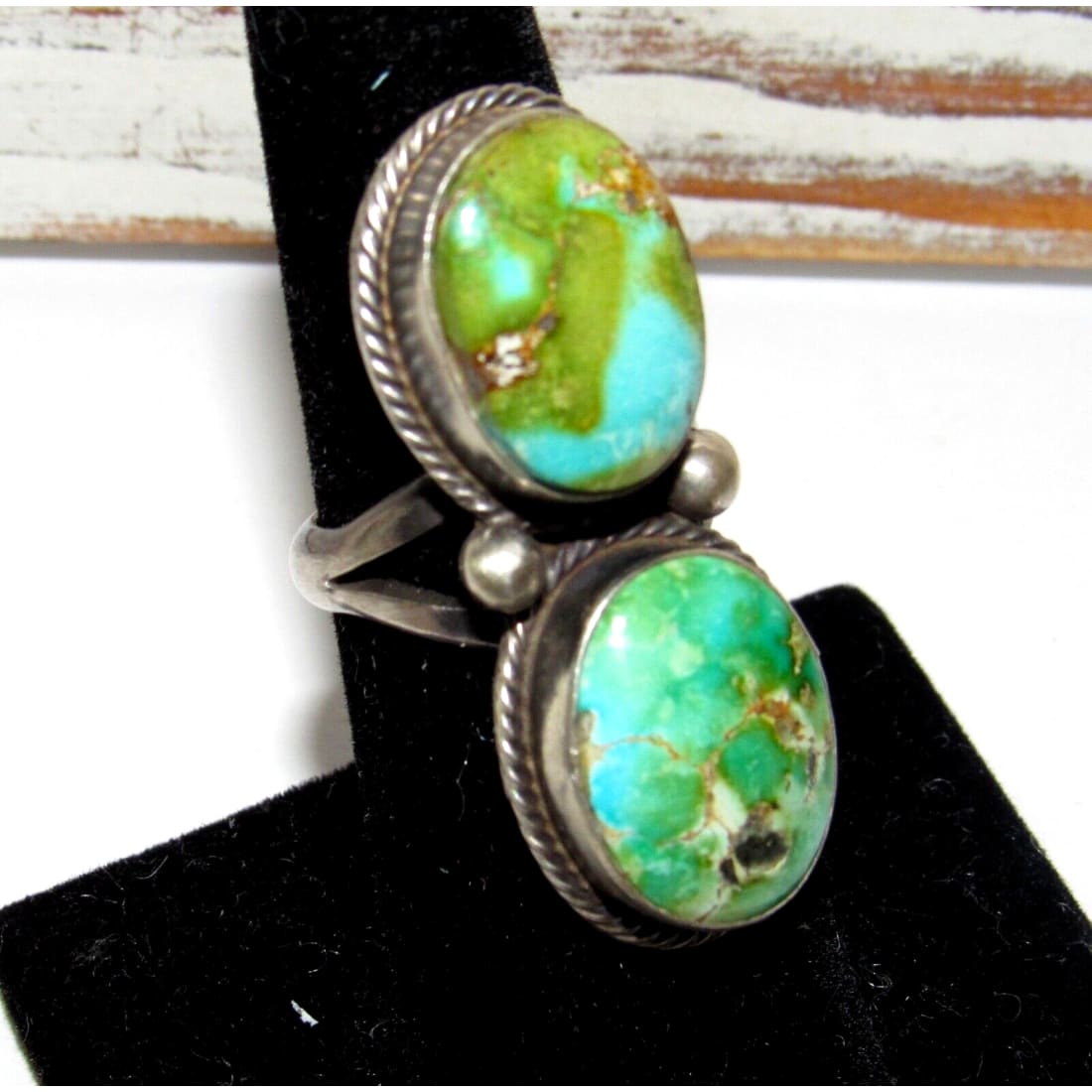 Navajo Sonoran Gold Turquoise Ring Sz 6 Sterling Silver