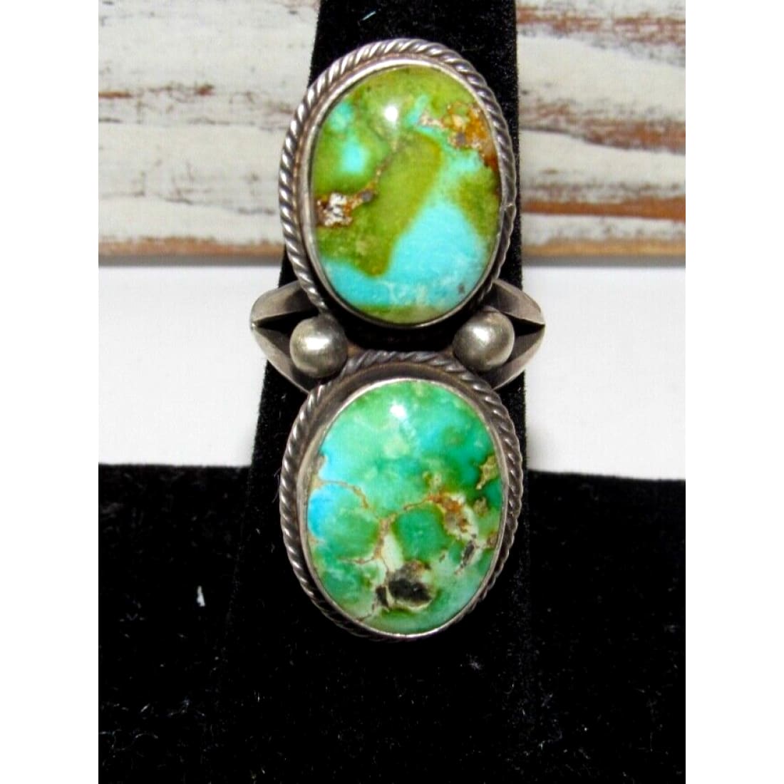 Navajo Sonoran Gold Turquoise Ring Sz 6 Sterling Silver