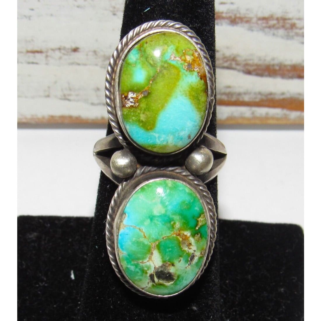Navajo Sonoran Gold Turquoise Ring Sz 6 Sterling Silver