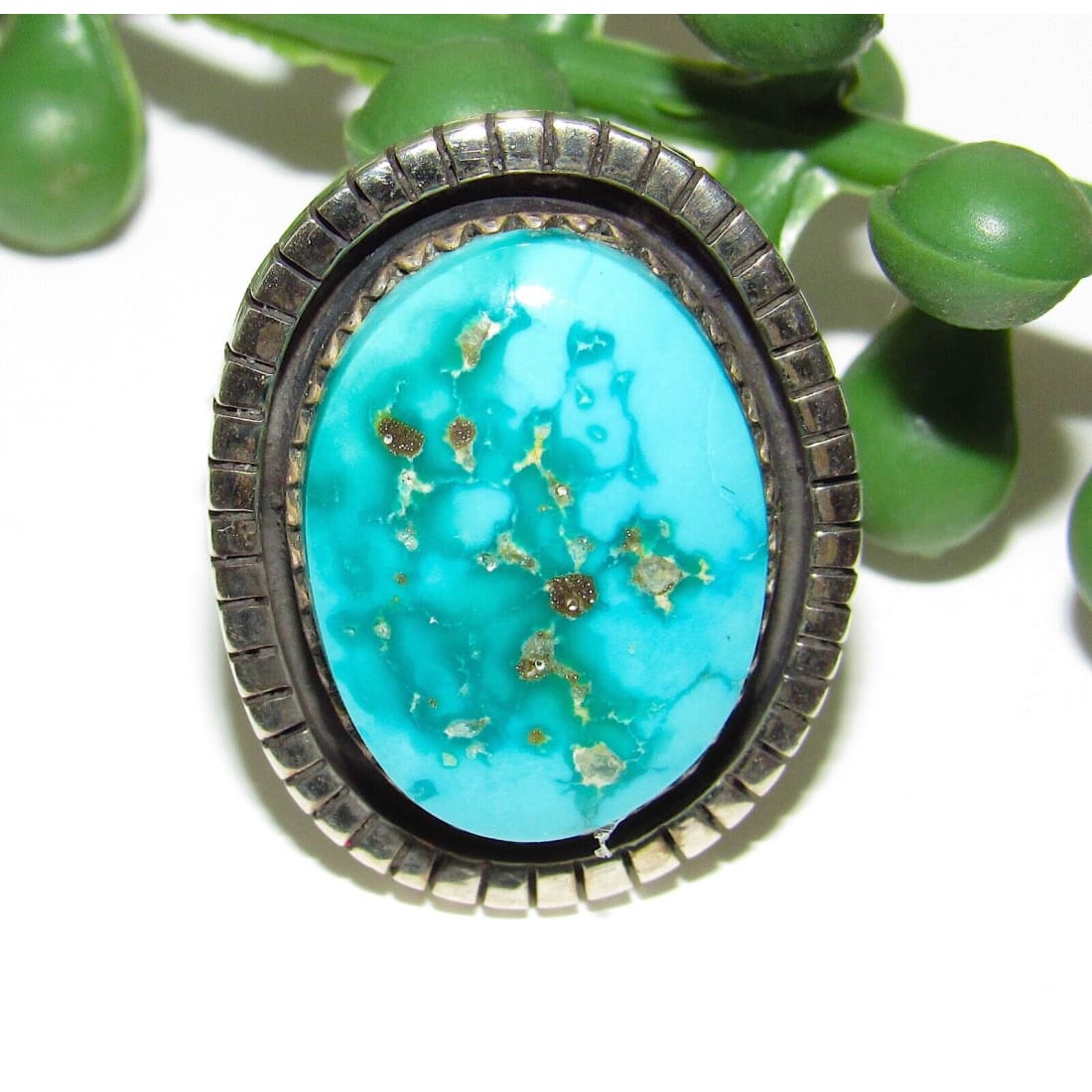 Navajo Sonoran Gold Turquoise Ring Sz 6 Sterling Silver