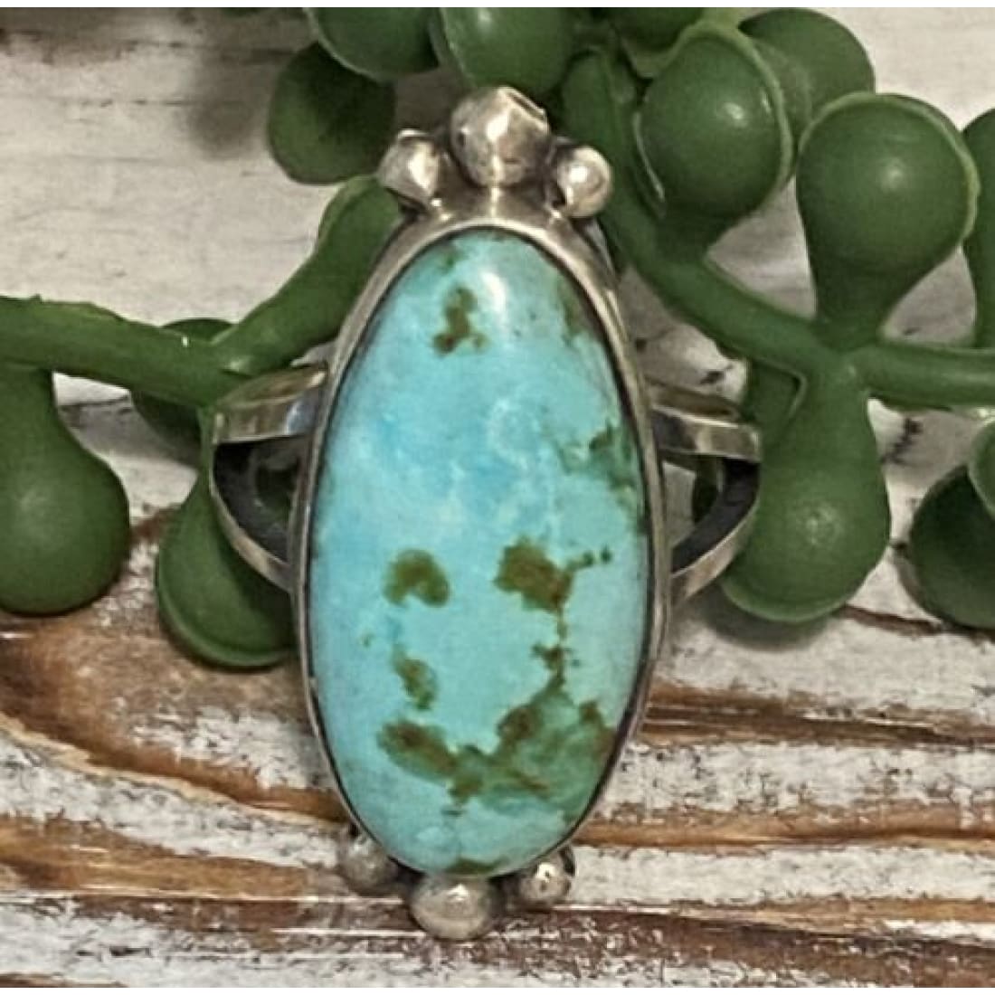 Navajo Sonoran Gold Turquoise Ring Sz 7.5 Sterling Silver