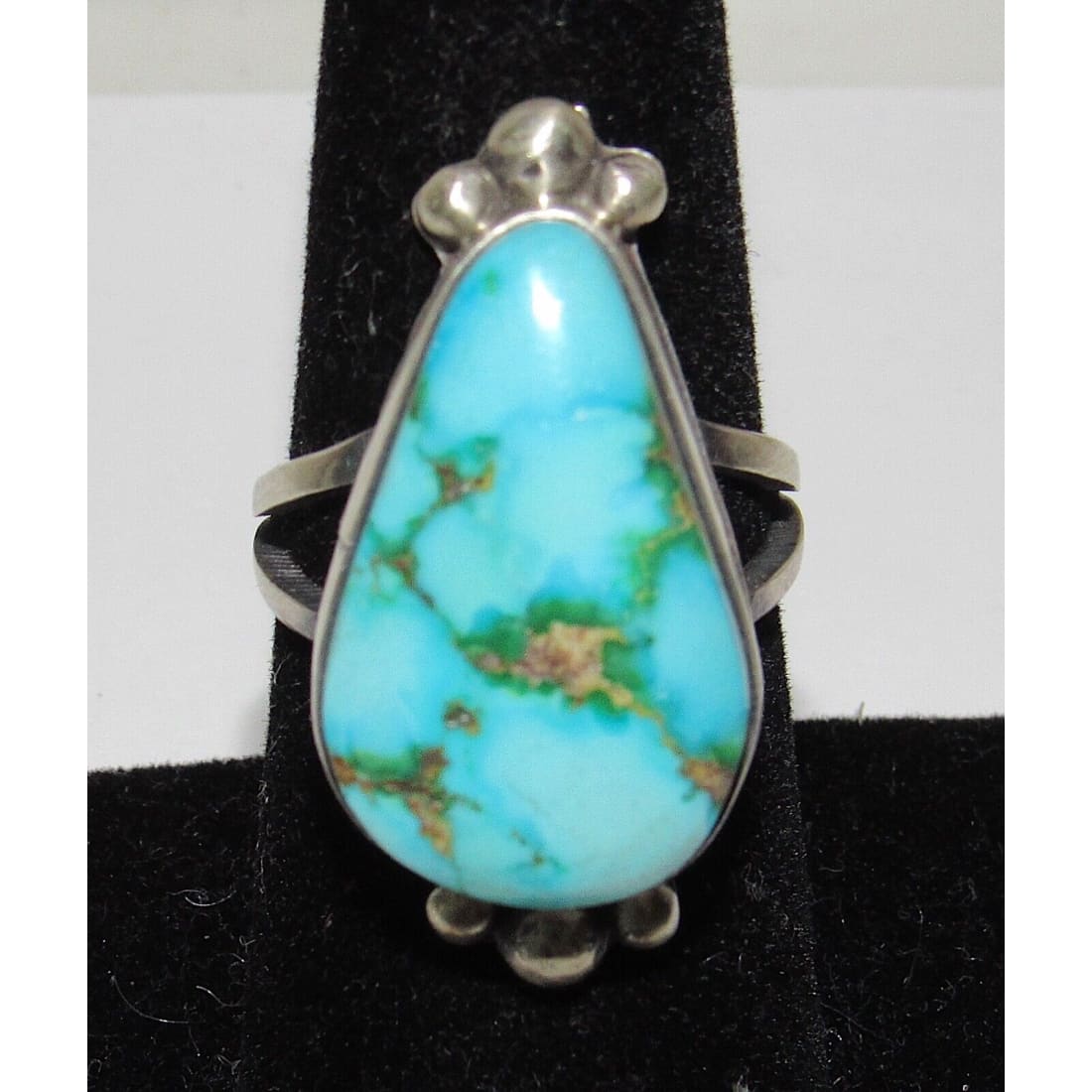 Navajo Sonoran Gold Turquoise Ring Sz 7.5 Sterling Silver
