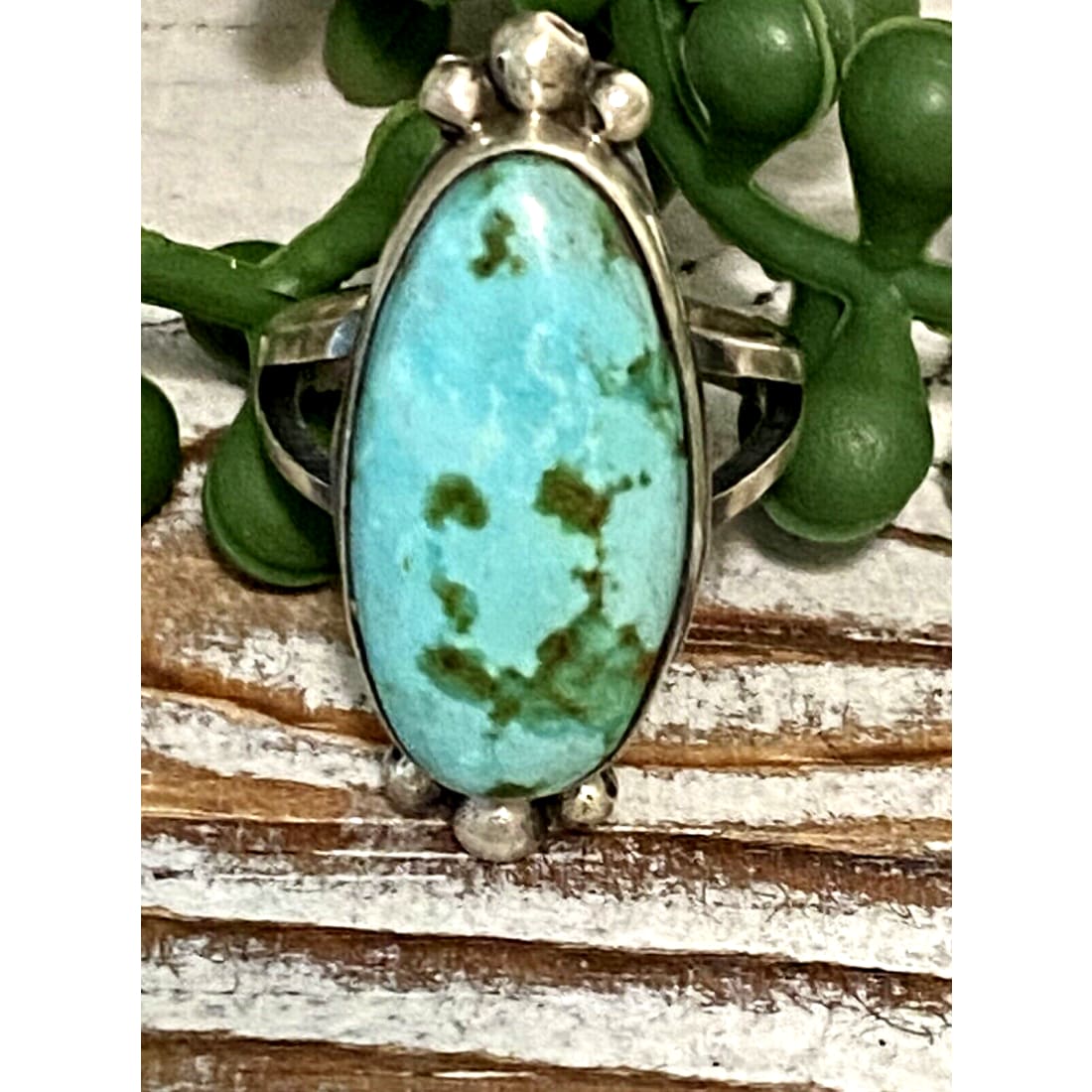 Navajo Sonoran Gold Turquoise Ring Sz 7.5 Sterling Silver