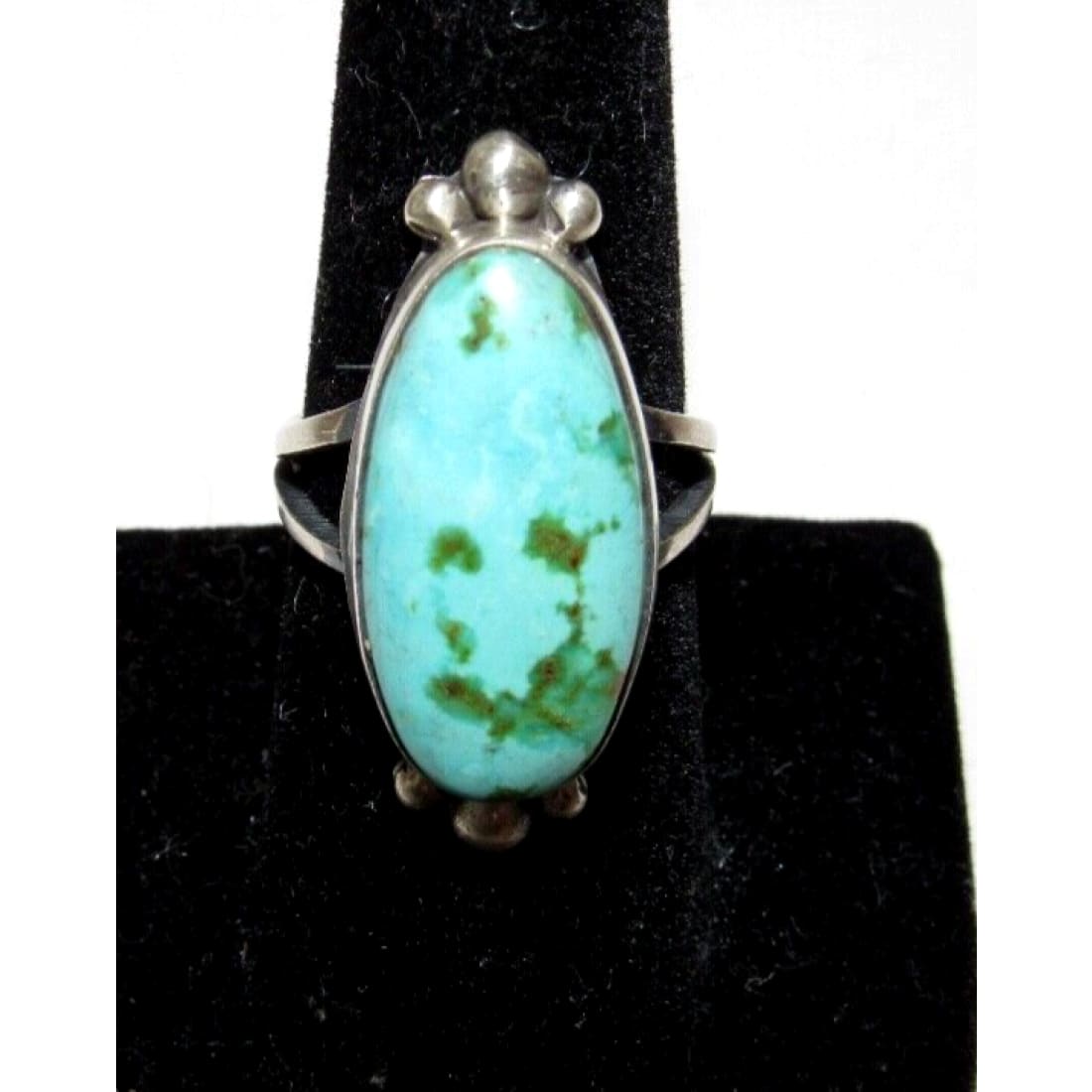 Navajo Sonoran Gold Turquoise Ring Sz 7.5 Sterling Silver
