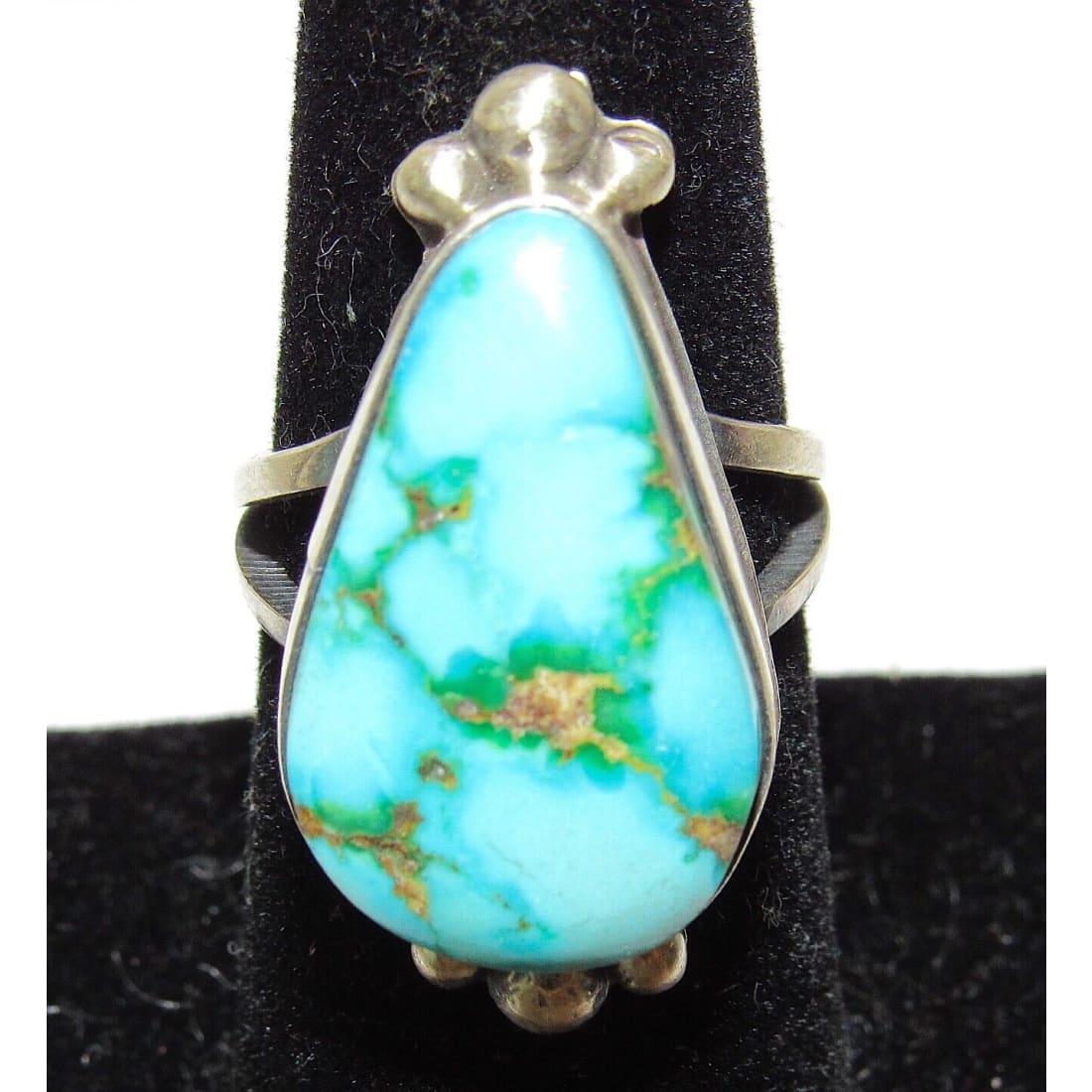 Navajo Sonoran Gold Turquoise Ring Sz 7.5 Sterling Silver