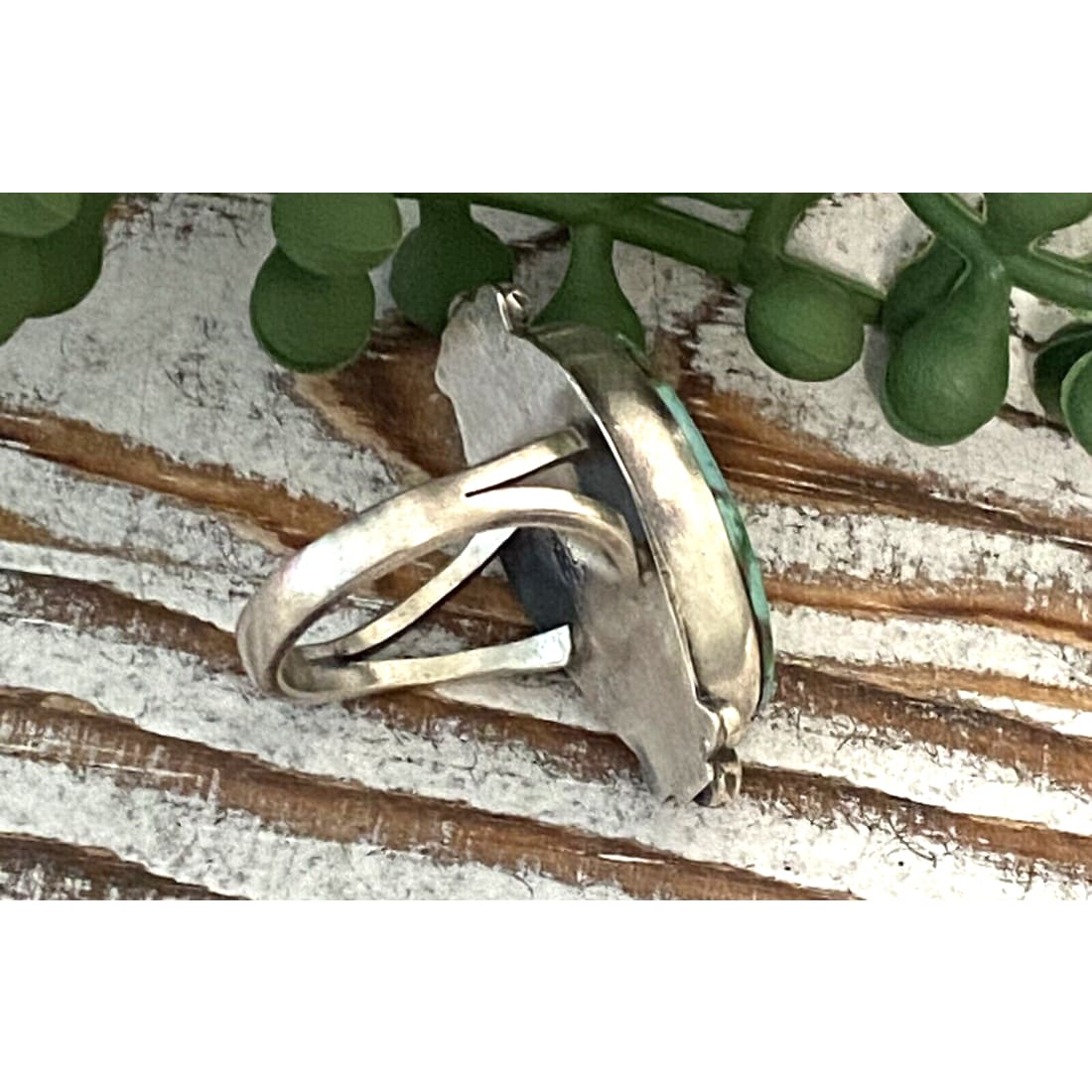 Navajo Sonoran Gold Turquoise Ring Sz 7.5 Sterling Silver