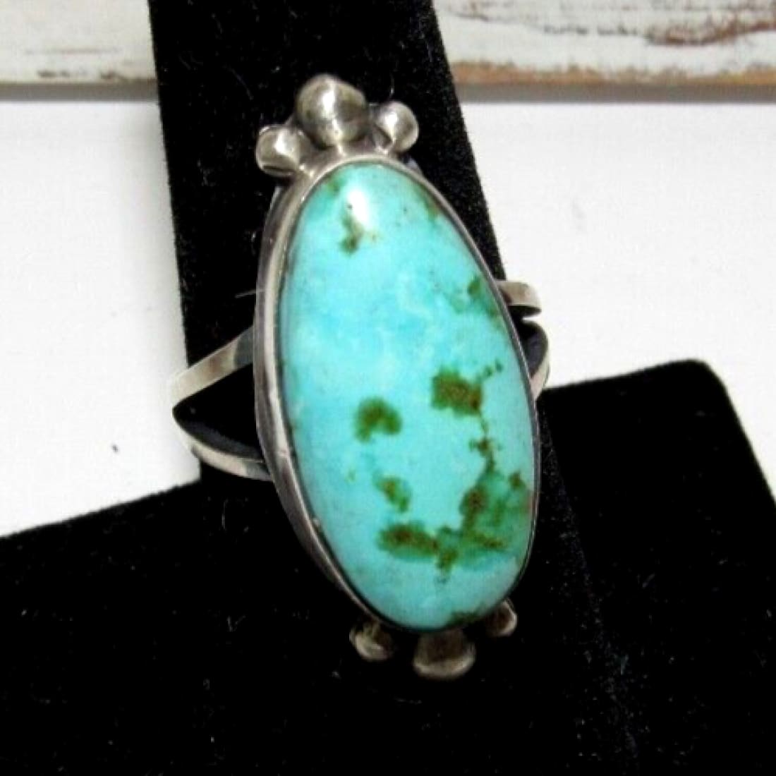 Navajo Sonoran Gold Turquoise Ring Sz 7.5 Sterling Silver