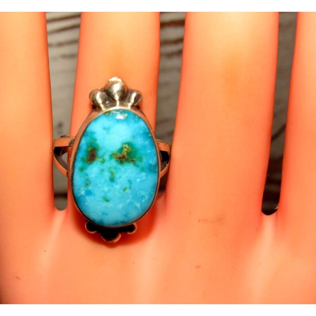 Navajo Sonoran Gold Turquoise Ring Sz 7.5 Sterling Silver