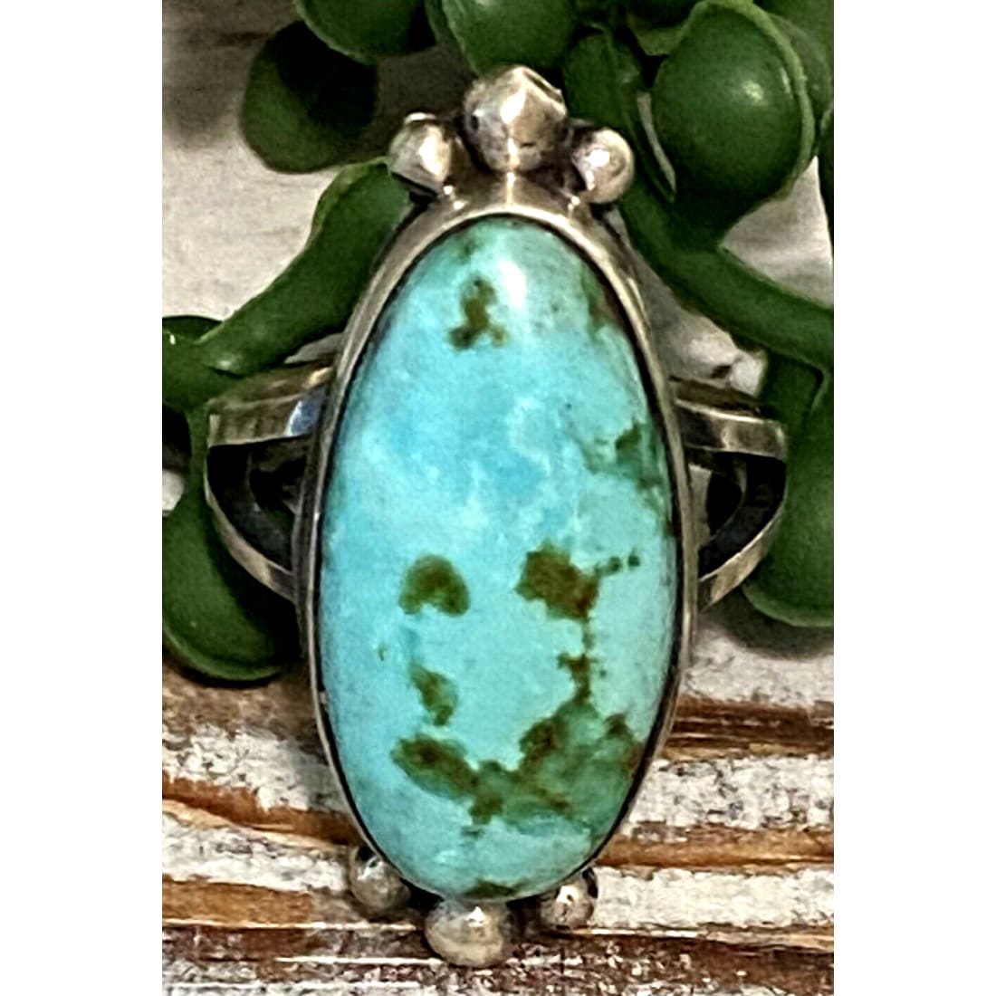 Navajo Sonoran Gold Turquoise Ring Sz 7.5 Sterling Silver
