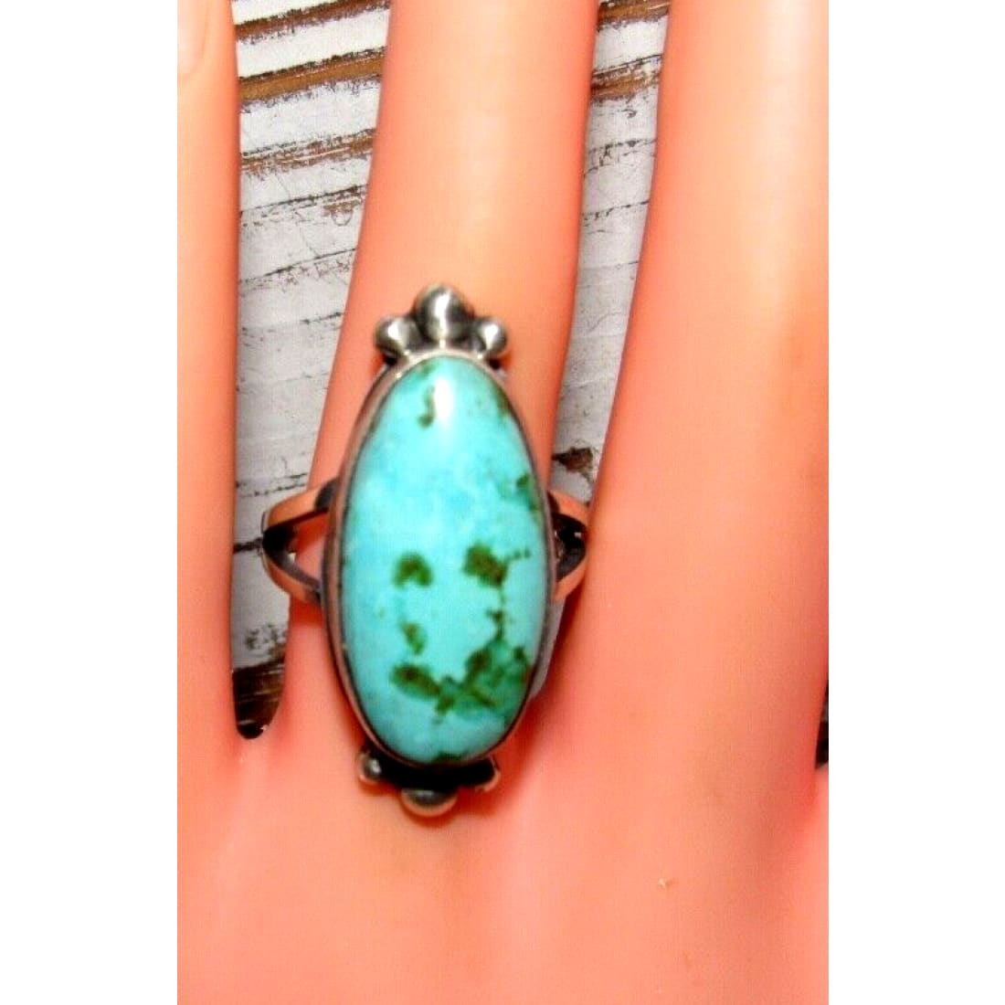 Navajo Sonoran Gold Turquoise Ring Sz 7.5 Sterling Silver