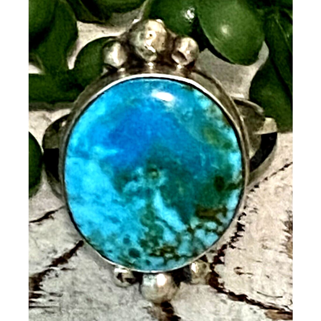 Navajo Sonoran Gold Turquoise Ring Sz 8.5 Sterling Silver