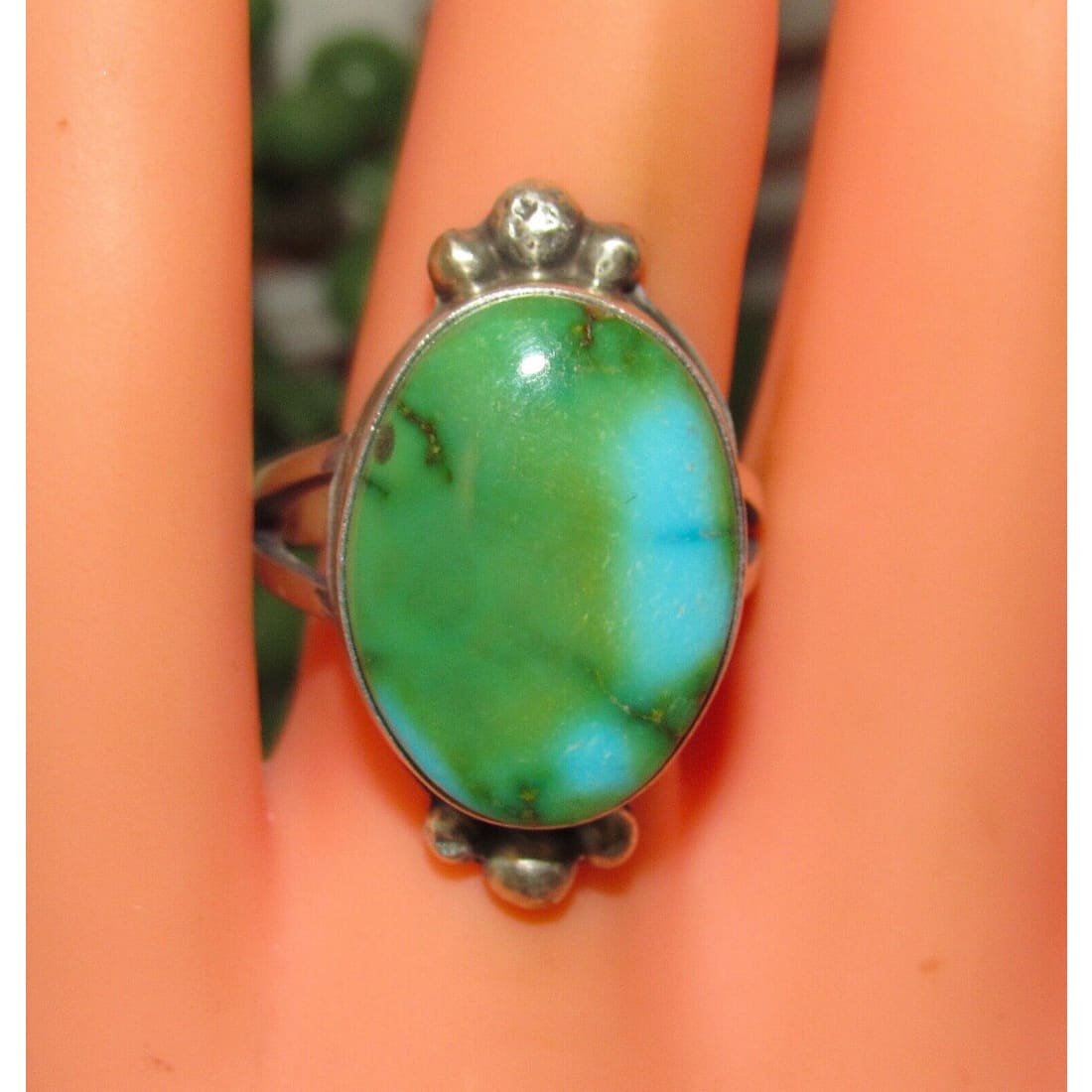 Navajo Sonoran Gold Turquoise Ring Sz 8.5 Sterling Silver