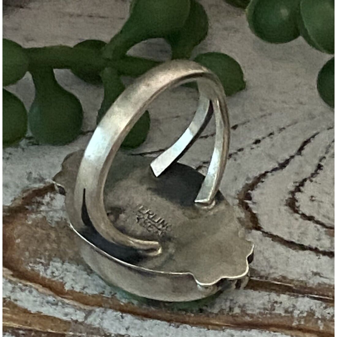 Navajo Sonoran Gold Turquoise Ring Sz 8.5 Sterling Silver