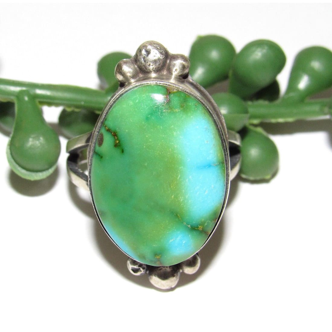 Navajo Sonoran Gold Turquoise Ring Sz 8.5 Sterling Silver