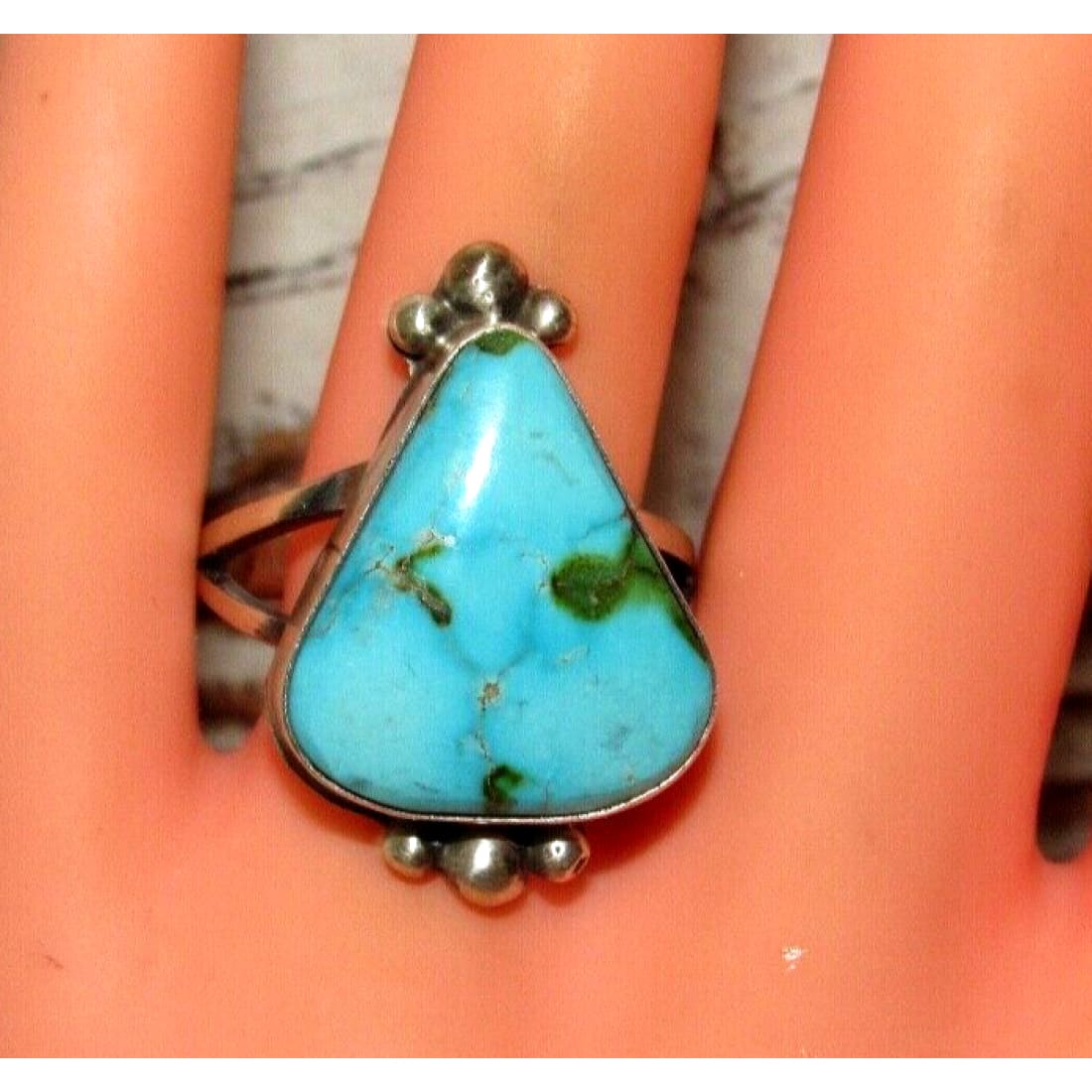 Navajo Sonoran Gold Turquoise Ring Sz 9.5 Sterling Silver