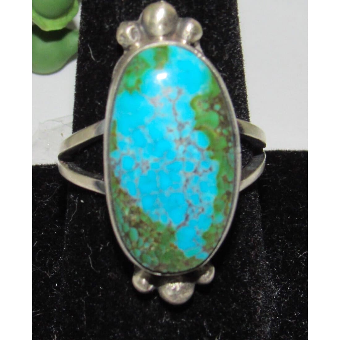 Navajo Sonoran Gold Turquoise Ring Sz 9 Sterling Silver Eli