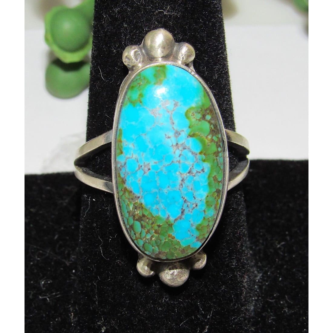 Navajo Sonoran Gold Turquoise Ring Sz 9 Sterling Silver Eli