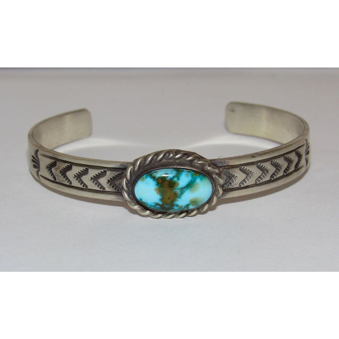 Navajo Sonoran Gold Turquoise Stacker Cuff Sterling Hand