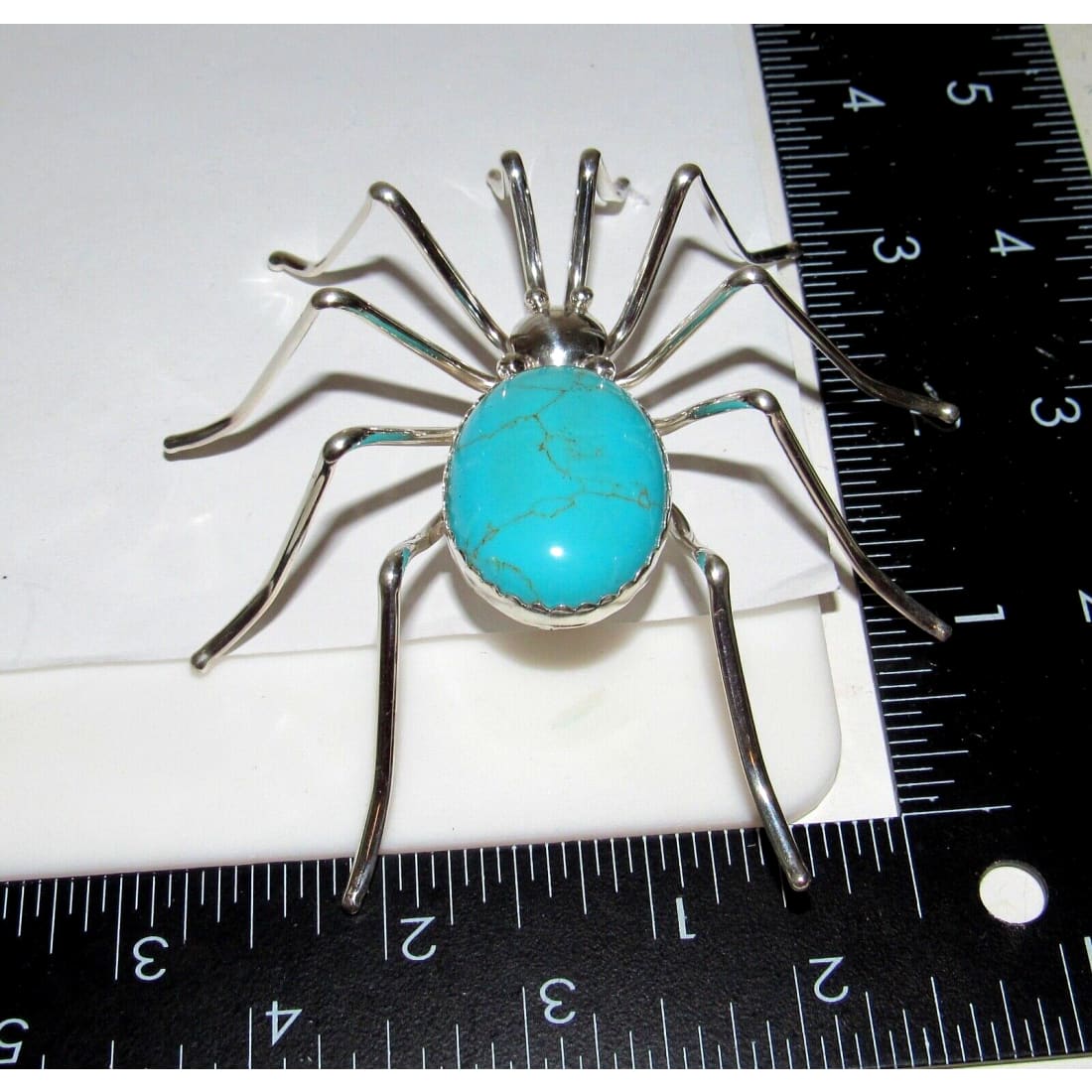 Massive Navajo 925 Sterling Silver Spider Brooch Pin Signed