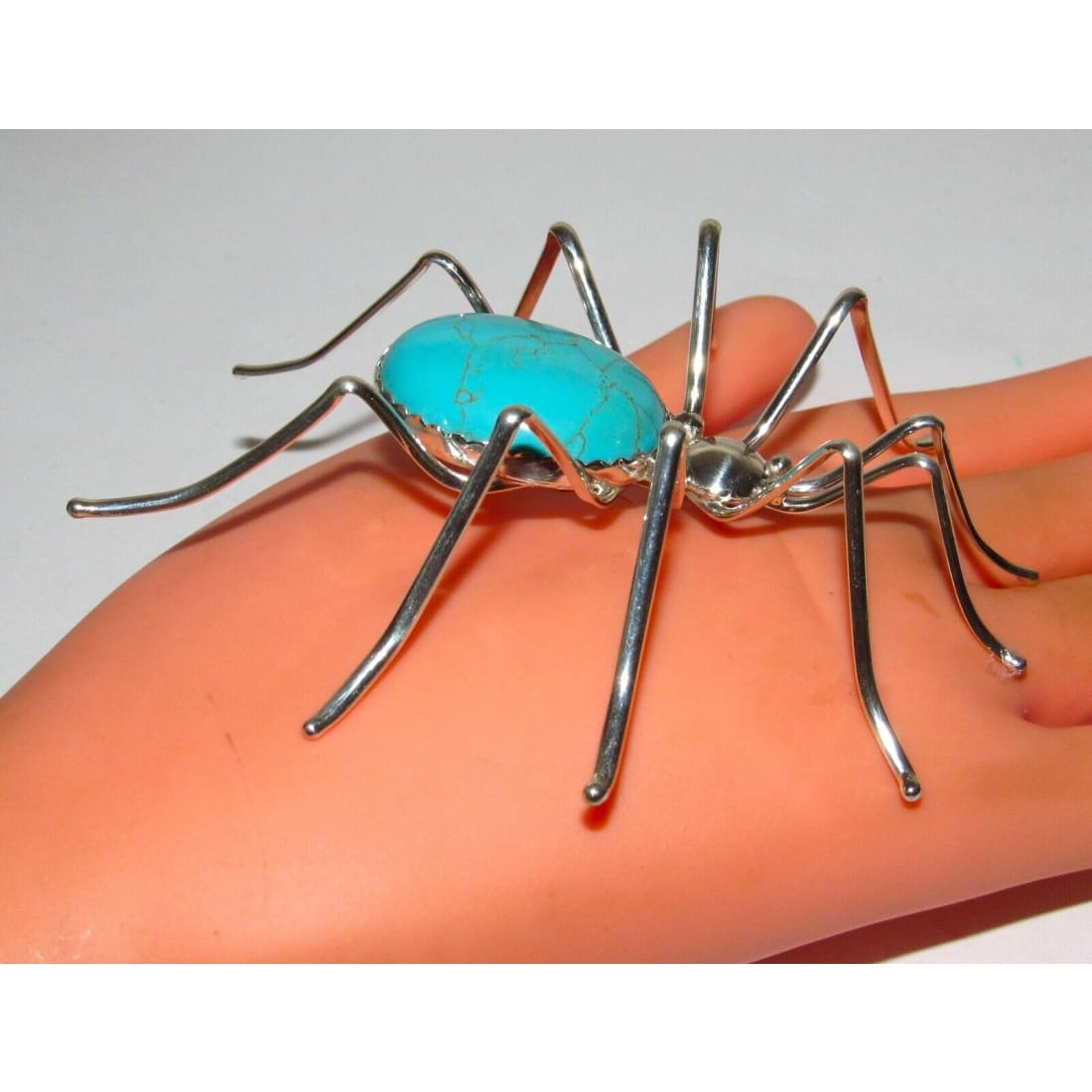 Massive Navajo 925 Sterling Silver Spider Brooch Pin Signed