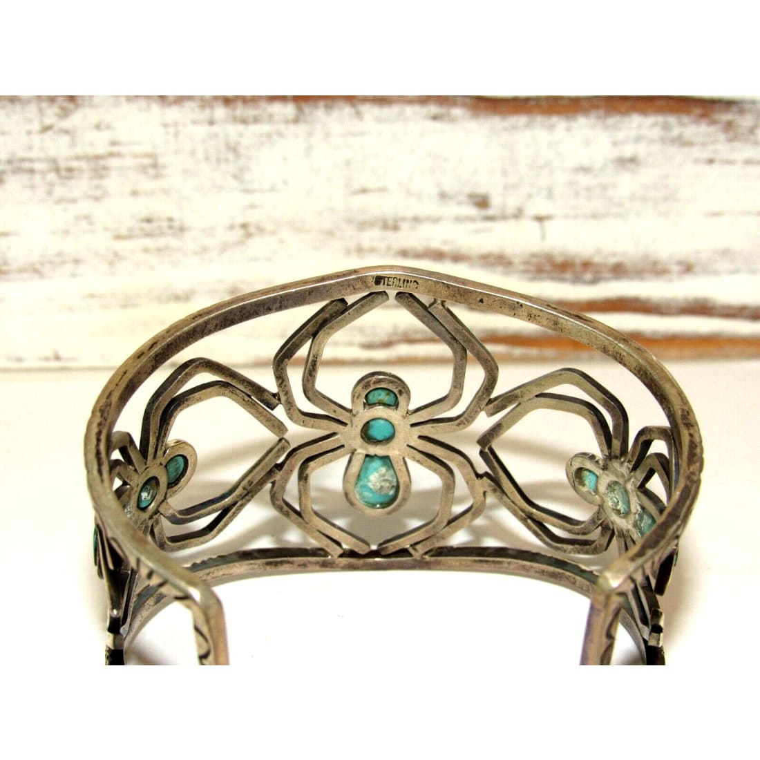 Navajo Spider Cuff Bracelet Kingman Turquoise Sterling