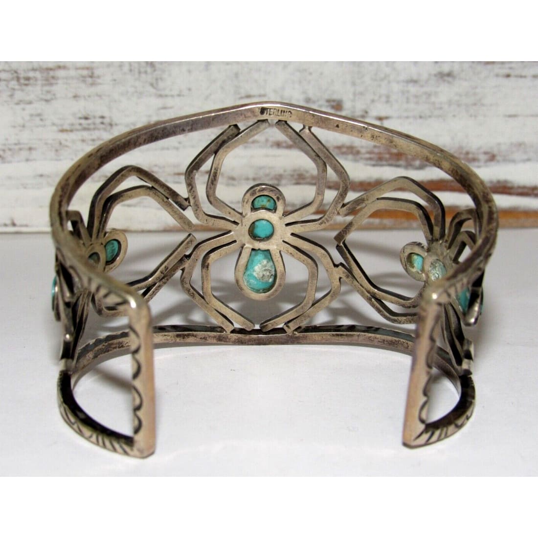 Navajo Spider Cuff Bracelet Kingman Turquoise Sterling
