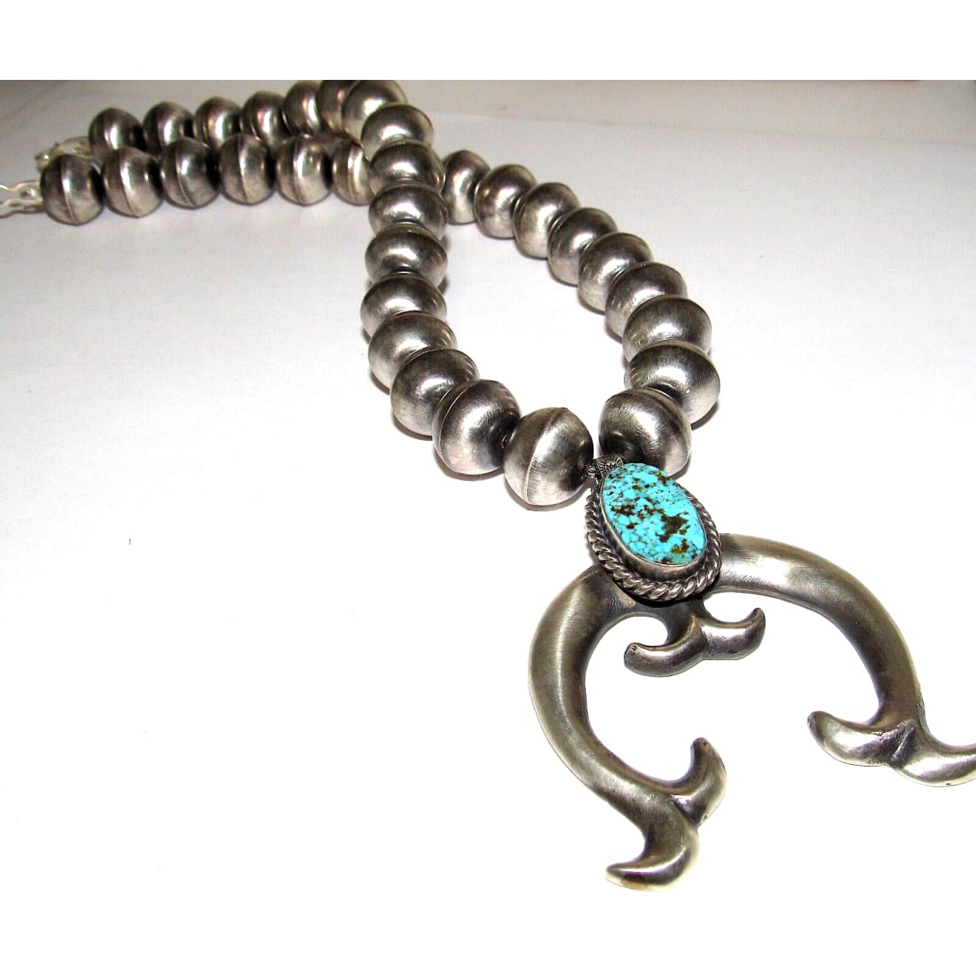 Navajo Squash Blossom Necklace E Hale Number 8 Turquoise