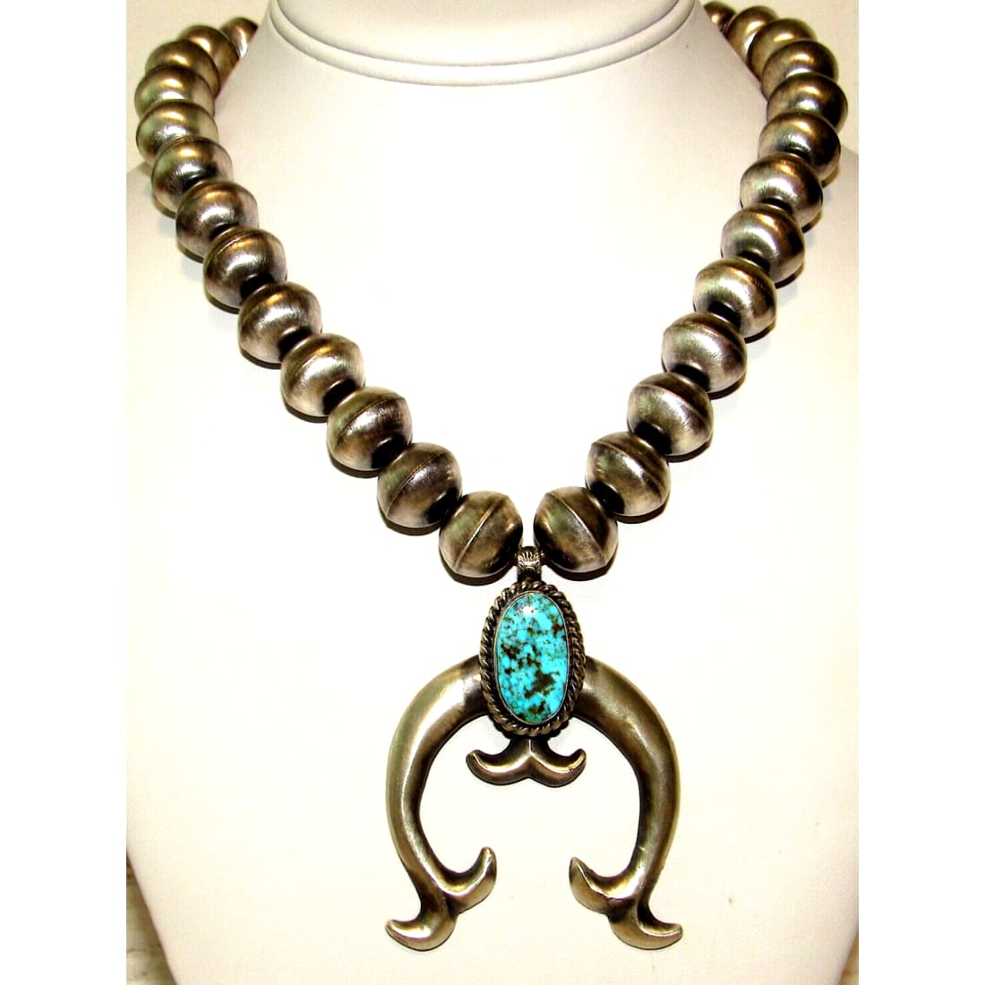 Navajo Squash Blossom Necklace E Hale Number 8 Turquoise