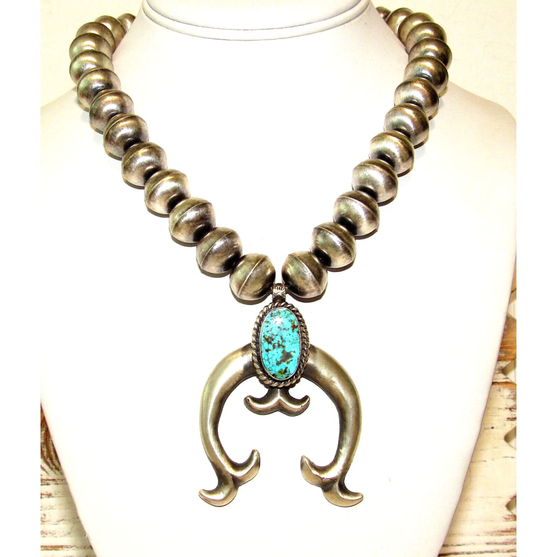 Navajo Squash Blossom Necklace E Hale Number 8 Turquoise
