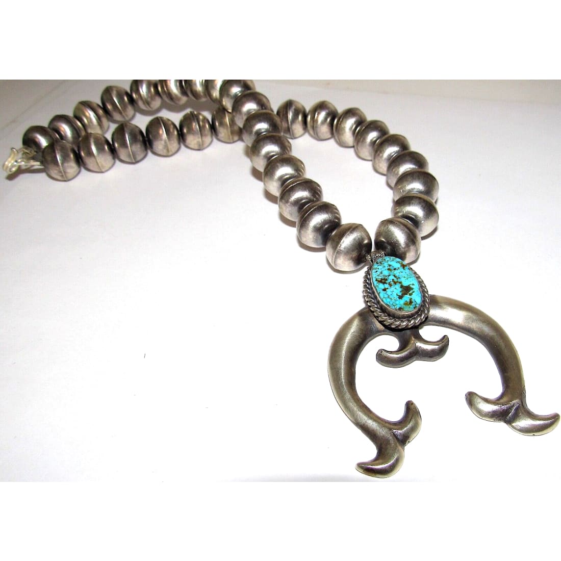 Navajo Squash Blossom Necklace E Hale Number 8 Turquoise