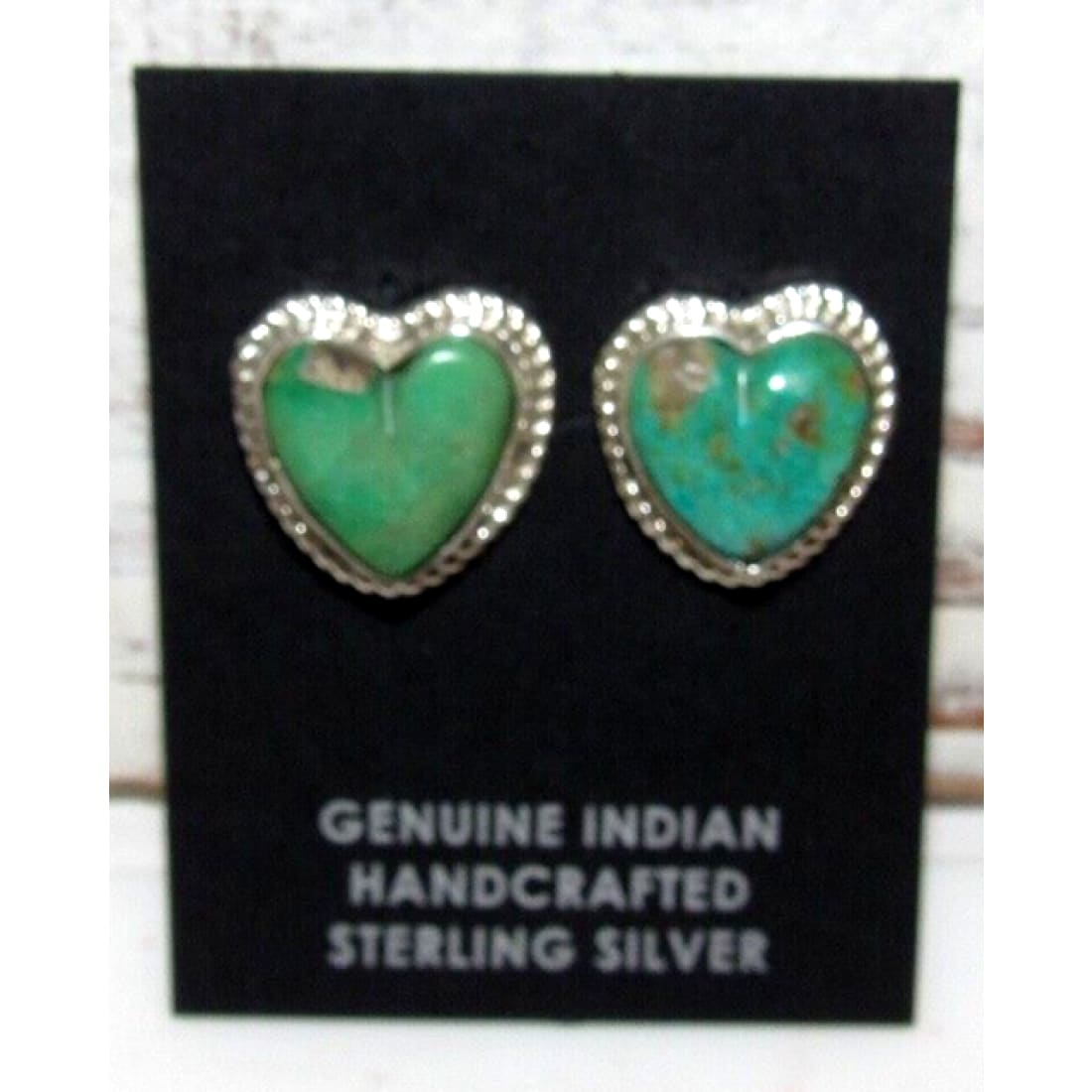 Navajo Sterling Royston Turquoise Heart Post Earrings G