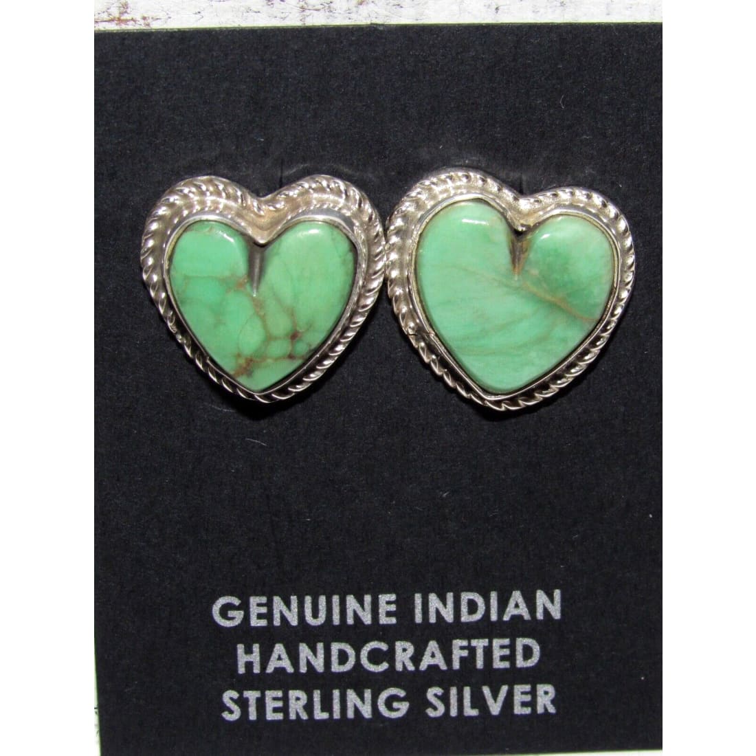 Navajo Sterling Royston Turquoise Heart Post Earrings G