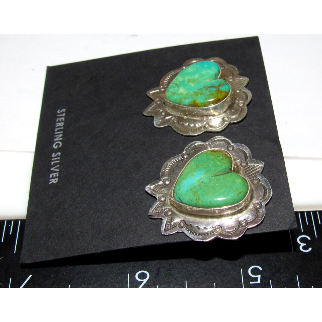 Navajo Sterling Royston Turquoise Heart Post Earrings M