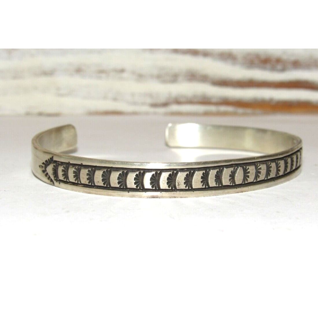 Navajo Sterling Silver Ingot Hand Stamped Stacker Cuff