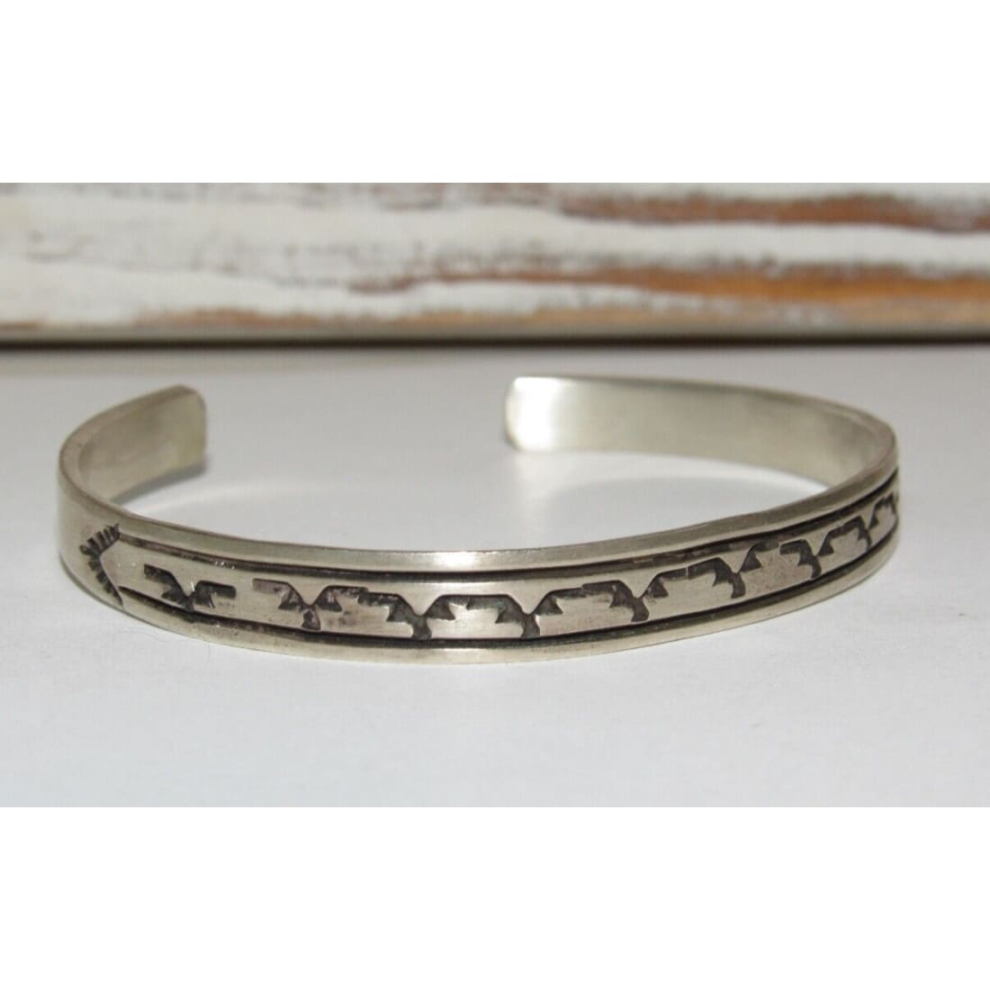 Navajo Sterling Silver Ingot Hand Stamped Stacker Cuff