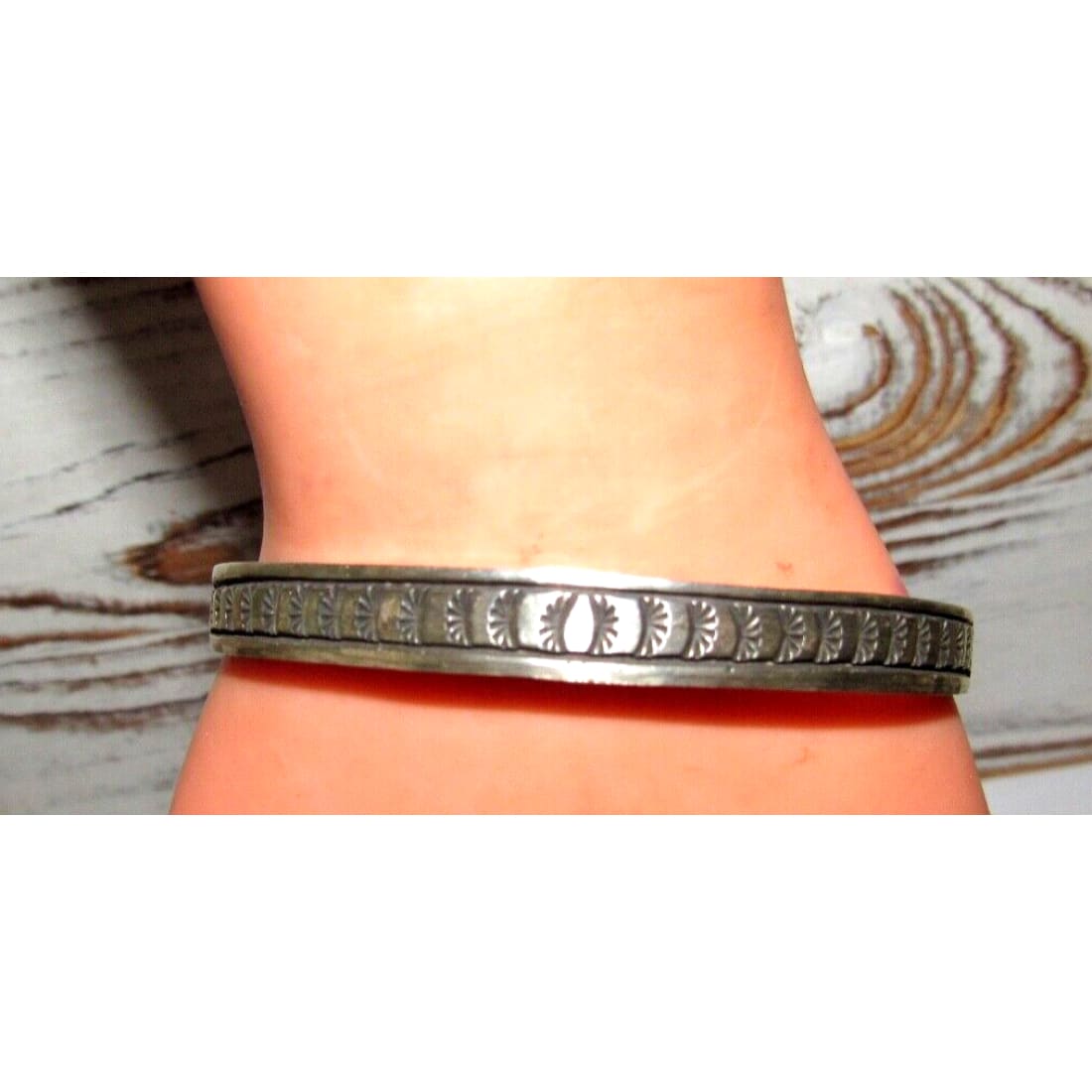 Navajo Sterling Silver Ingot Hand Stamped Stacker Cuff