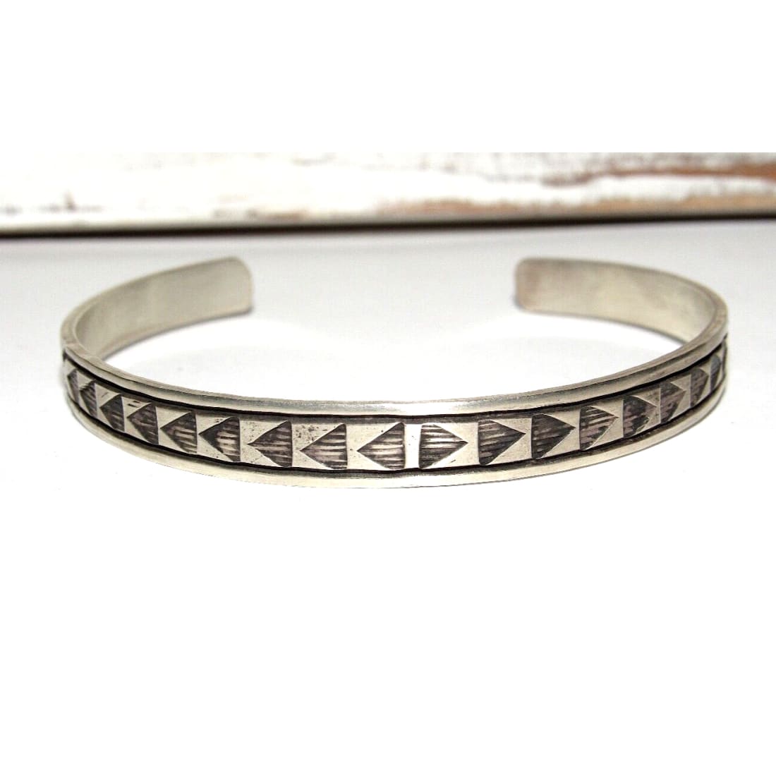 Navajo Sterling Silver Ingot Hand Stamped Stacker Cuff