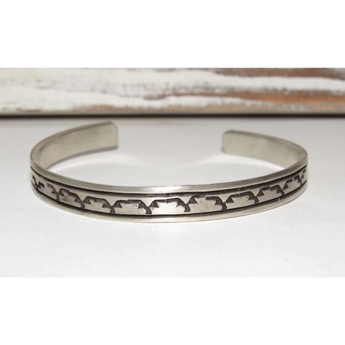 Navajo Sterling Silver Ingot Hand Stamped Stacker Cuff