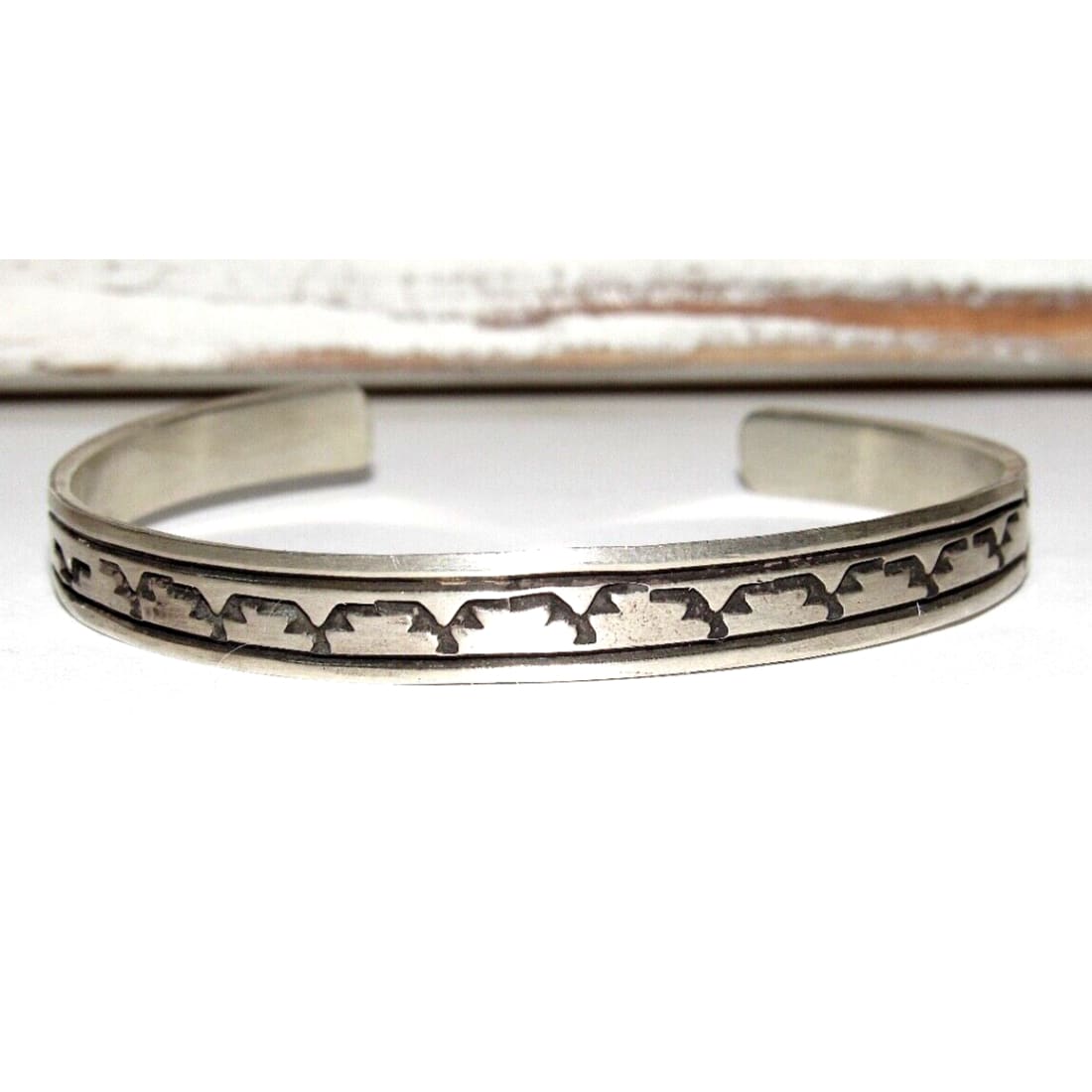 Navajo Sterling Silver Ingot Hand Stamped Stacker Cuff
