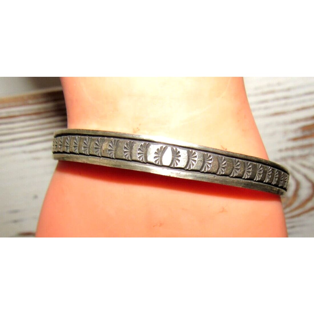 Navajo Sterling Silver Ingot Hand Stamped Stacker Cuff