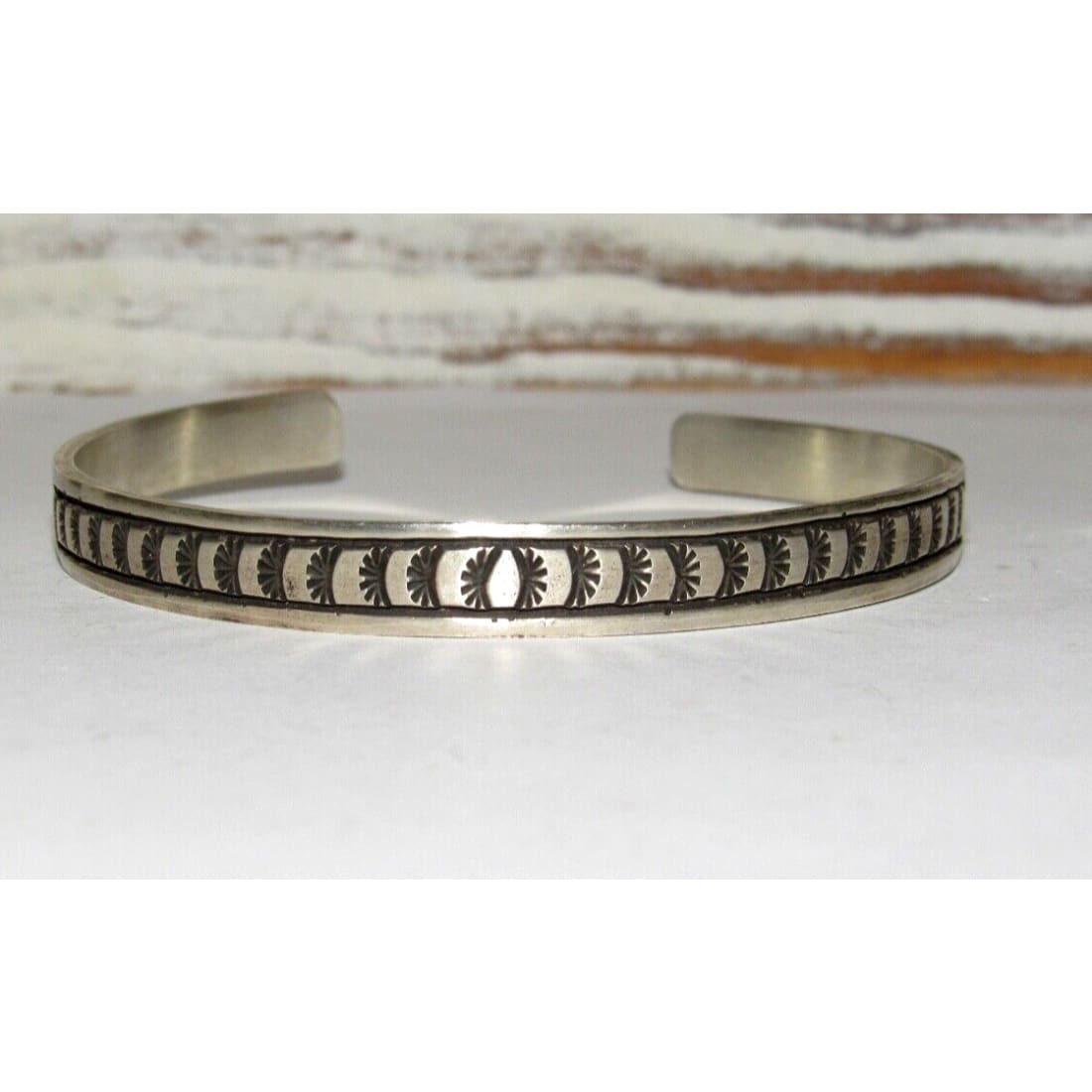 Navajo Sterling Silver Ingot Hand Stamped Stacker Cuff