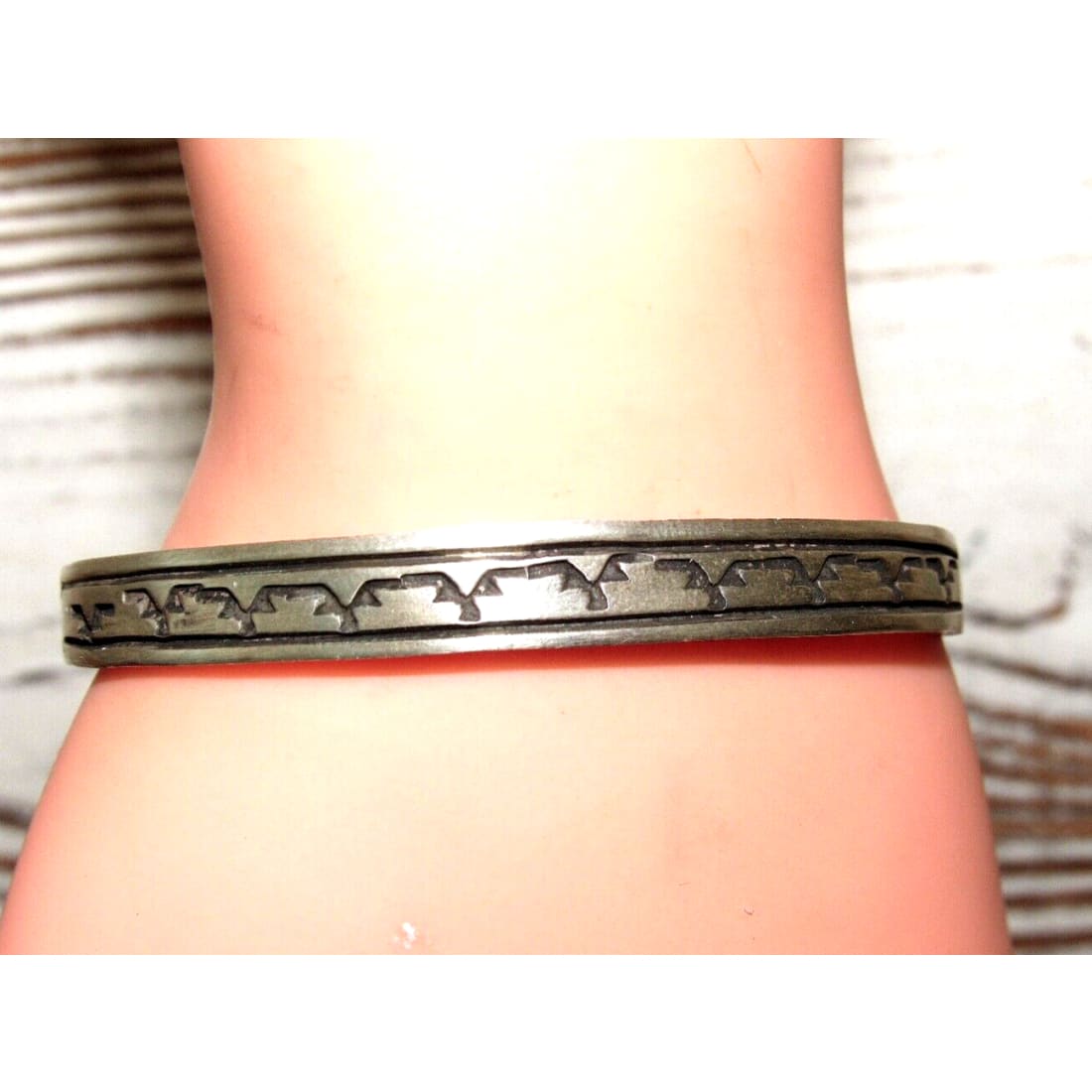 Navajo Sterling Silver Ingot Hand Stamped Stacker Cuff