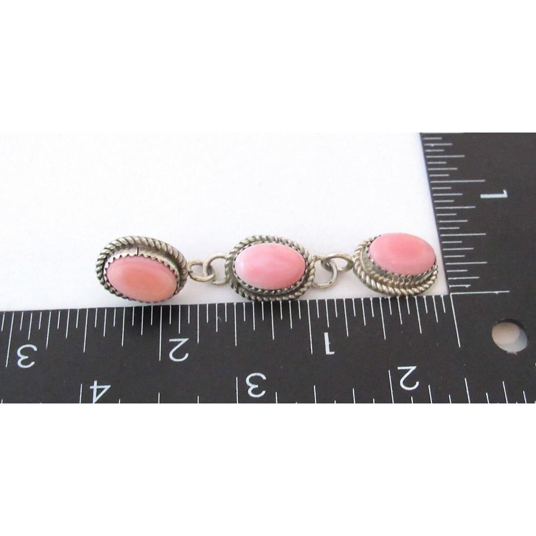 Navajo Sterling Silver Pink Conch Shell Dangle Earrings