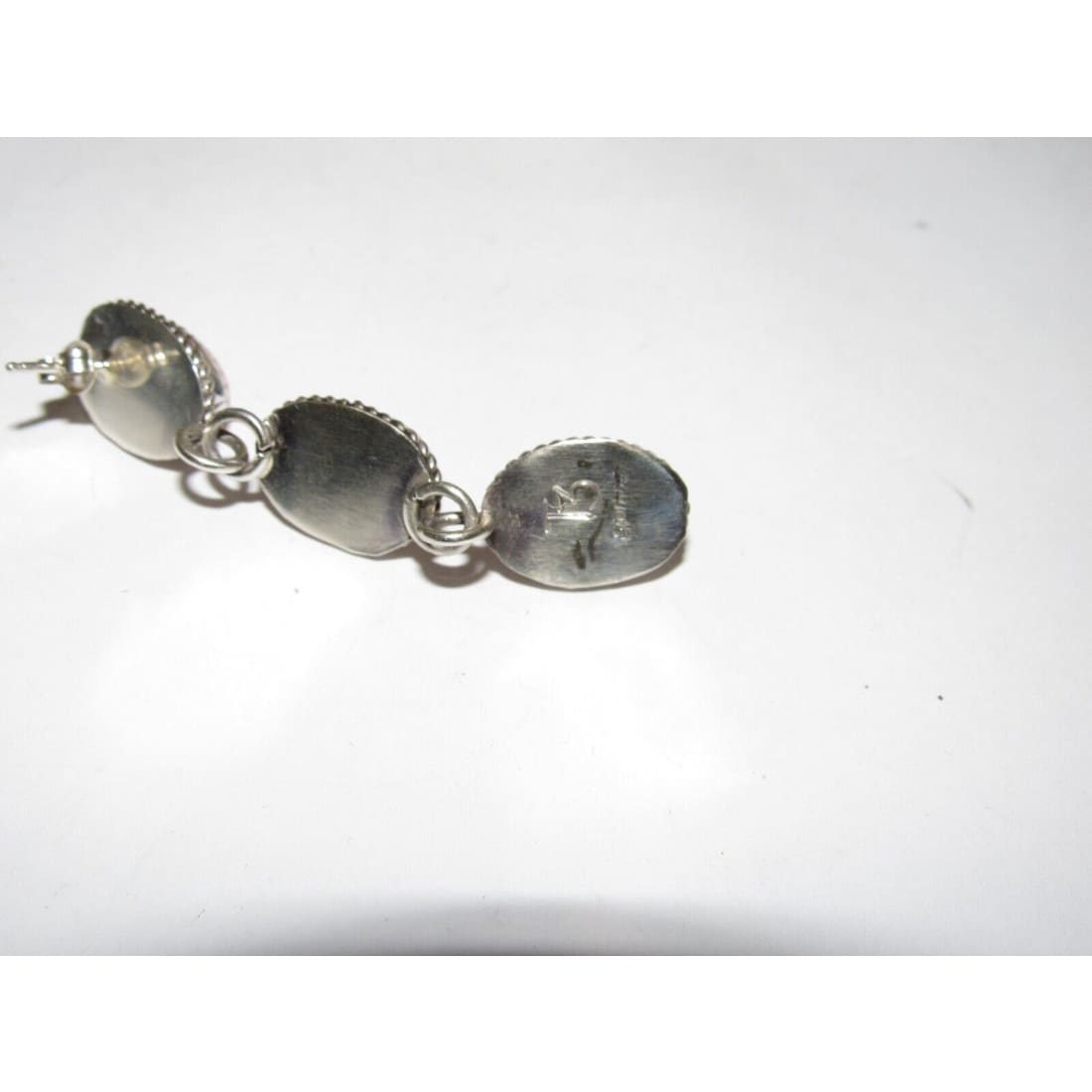 Navajo Sterling Silver Pink Conch Shell Dangle Earrings