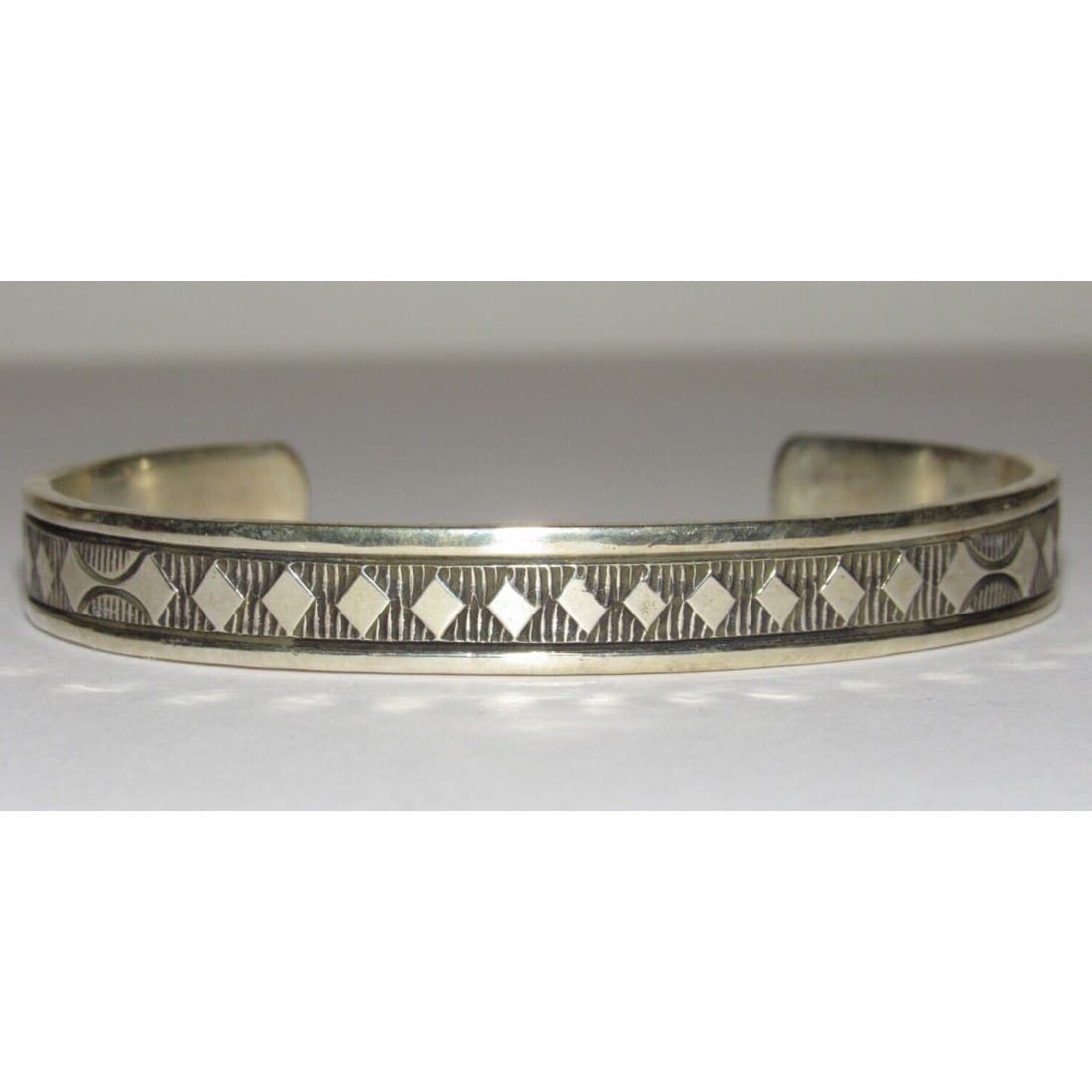 Navajo Hand Stamped Ingot Stacker Cuff Bracelet Signed