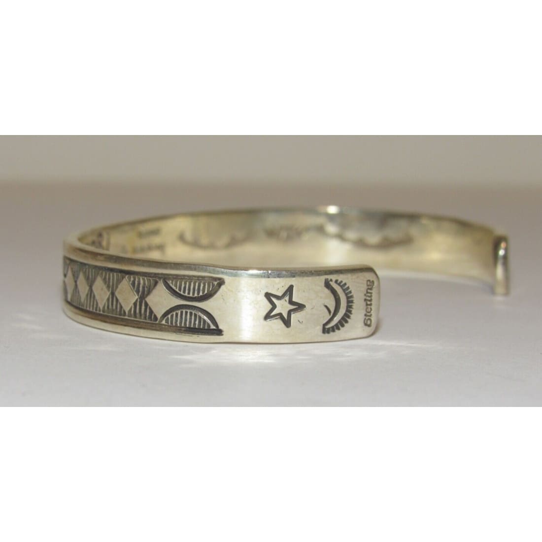 Navajo Hand Stamped Ingot Stacker Cuff Bracelet Signed