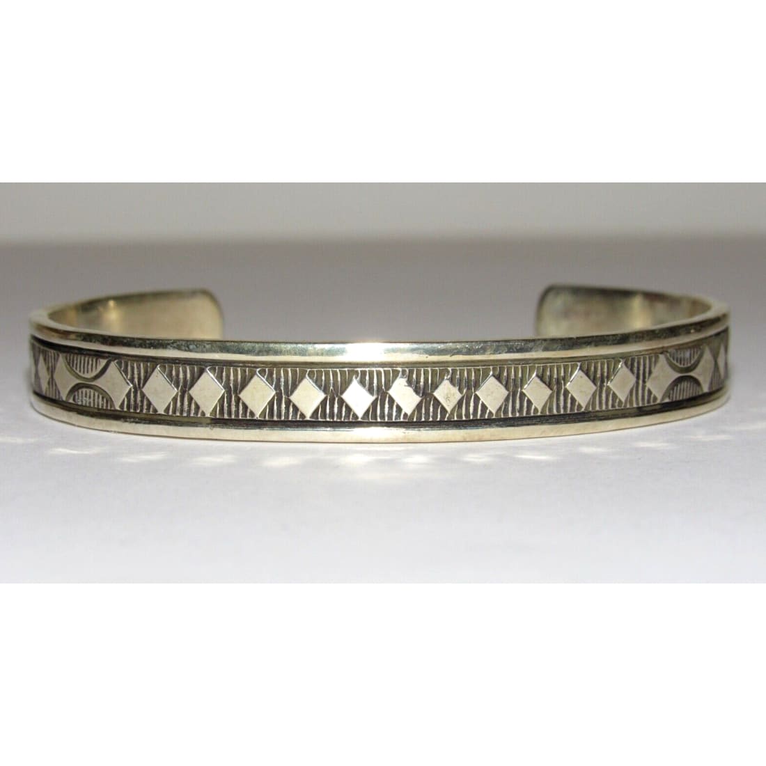 Navajo Hand Stamped Ingot Stacker Cuff Bracelet Signed