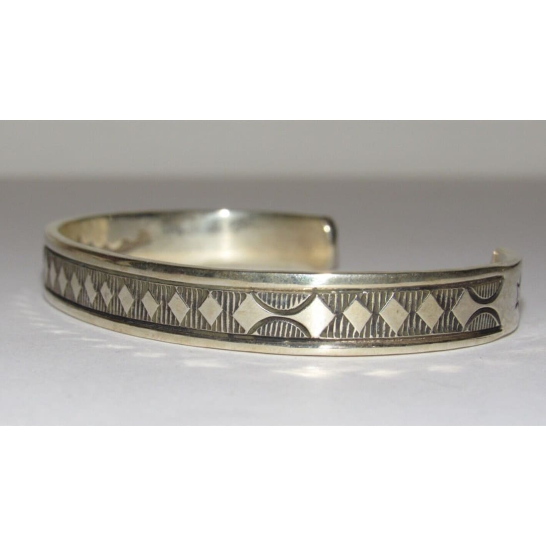 Navajo Hand Stamped Ingot Stacker Cuff Bracelet Signed