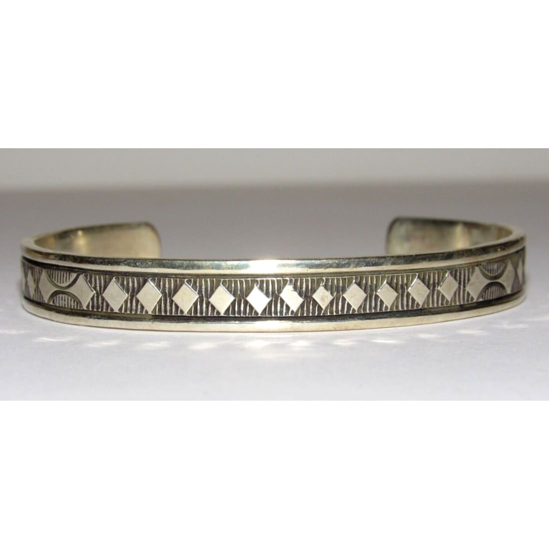 Navajo Hand Stamped Ingot Stacker Cuff Bracelet Signed